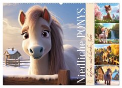 Niedliche Ponys (Wandkalender 2025 DIN A2 quer), CALVENDO Monatskalender