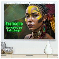 Exotische Frauenportraits im Dschungel (hochwertiger Premium Wandkalender 2025 DIN A2 quer), Kunstdruck in Hochglanz