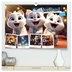 CatDogBand (hochwertiger Premium Wandkalender 2025 DIN A2 quer), Kunstdruck in Hochglanz