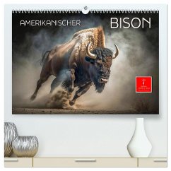 Amerikanischer Bison (hochwertiger Premium Wandkalender 2025 DIN A2 quer), Kunstdruck in Hochglanz