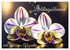 Lieblingsblumen mit goldenen Akzenten (Wandkalender 2025 DIN A2 quer), CALVENDO Monatskalender
