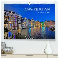 Amsterdam am Tag und bei Nacht (hochwertiger Premium Wandkalender 2025 DIN A2 quer), Kunstdruck in Hochglanz