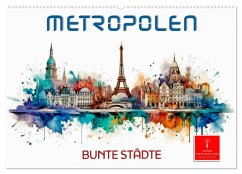 Skylines - bunte Städte (Wandkalender 2025 DIN A2 quer), CALVENDO Monatskalender - Calvendo;Roder, Peter