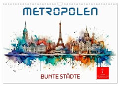 Skylines - bunte Städte (Wandkalender 2025 DIN A3 quer), CALVENDO Monatskalender