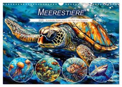 Meerestiere - Kunstvolle Reise durch die Welt der Ozeane (Wandkalender 2025 DIN A3 quer), CALVENDO Monatskalender