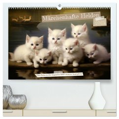 Märchenhafte Helden - Eine Reise in die magische Welt unserer Katzen (hochwertiger Premium Wandkalender 2025 DIN A2 quer), Kunstdruck in Hochglanz