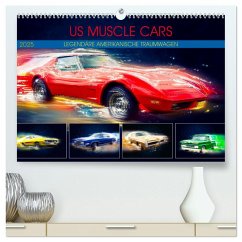 US Muscle Cars Legendäre Amerikanische Traumwagen (hochwertiger Premium Wandkalender 2025 DIN A2 quer), Kunstdruck in Hochglanz