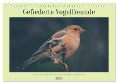 Gefiederte Vogelfreunde (Tischkalender 2025 DIN A5 quer), CALVENDO Monatskalender