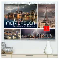 Metropolen - Weltstädte im Blitzlicht (hochwertiger Premium Wandkalender 2025 DIN A2 quer), Kunstdruck in Hochglanz - Calvendo;Roder, Peter