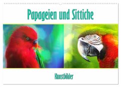 Papageien und Sittiche - Kunstbilder (Wandkalender 2025 DIN A2 quer), CALVENDO Monatskalender