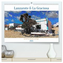 Lanzarote & La Graciosa - Im Stil von Vicent van Gogh (hochwertiger Premium Wandkalender 2025 DIN A2 quer), Kunstdruck in Hochglanz