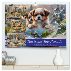 Tierische Tee-Parade (hochwertiger Premium Wandkalender 2025 DIN A2 quer), Kunstdruck in Hochglanz - Calvendo;Stachanczyk, Katharina