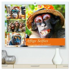 Affige Selfies. Tierisch witziges aus dem Dschungel (hochwertiger Premium Wandkalender 2025 DIN A2 quer), Kunstdruck in Hochglanz