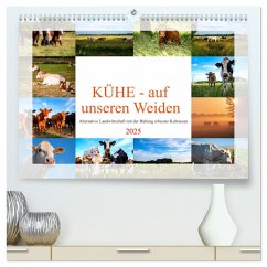 Kühe - auf unseren Weiden (hochwertiger Premium Wandkalender 2025 DIN A2 quer), Kunstdruck in Hochglanz - Calvendo;Riedel, Tanja