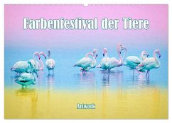 Farbenfestival der Tiere - Artwork (Wandkalender 2025 DIN A2 quer), CALVENDO Monatskalender