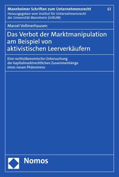 Das Verbot der Marktmanipulation am Beispiel von aktivistischen Leerverkäufern (eBook, PDF) - Vollmerhausen, Marcel