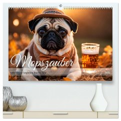 Mopszauber - Süße Möpse begleiten durchs Jahr (hochwertiger Premium Wandkalender 2025 DIN A2 quer), Kunstdruck in Hochglanz - Calvendo;Spiegler, Heidi