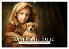 Dame mit Hund (Wandkalender 2025 DIN A2 quer), CALVENDO Monatskalender