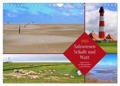 Salzwiesen, Schafe und Watt - Westerhever, ein Naturparadies an der Nordsee (Wandkalender 2025 DIN A4 quer), CALVENDO Monatskalender