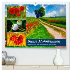 Bunte Mohnblumen - Impressionen der Mohnblüte in Acrylfarbe (hochwertiger Premium Wandkalender 2025 DIN A2 quer), Kunstdruck in Hochglanz