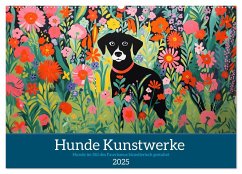Hunde Kunstwerke - Hunde im Stil des Fauvismus künstlerisch gestaltet (Wandkalender 2025 DIN A2 quer), CALVENDO Monatskalender