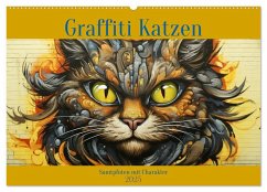 Graffiti Katzen (Wandkalender 2025 DIN A2 quer), CALVENDO Monatskalender