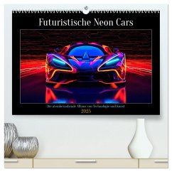 Futuristische Neon Cars (hochwertiger Premium Wandkalender 2025 DIN A2 quer), Kunstdruck in Hochglanz