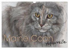 Maine Coon Aquarelle (Wandkalender 2025 DIN A3 quer), CALVENDO Monatskalender - Calvendo;Hahn, Jasmin