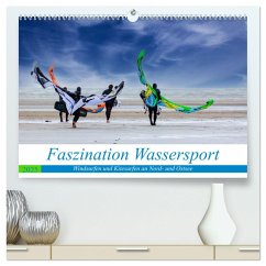 Faszination Wassersport - Windsurfen und Kitesurfen an Nord- und Ostsee (hochwertiger Premium Wandkalender 2025 DIN A2 quer), Kunstdruck in Hochglanz - Calvendo;Falke, Manuela