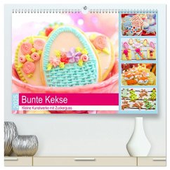 Bunte Kekse. Kleine Kunstwerke mit Zuckerguss (hochwertiger Premium Wandkalender 2025 DIN A2 quer), Kunstdruck in Hochglanz - Calvendo;Hurley, Rose