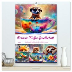 Tierische Kaffee Gesellschaft (hochwertiger Premium Wandkalender 2025 DIN A2 hoch), Kunstdruck in Hochglanz - Calvendo;Stachanczyk, Katharina