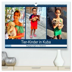 Tier-Kinder in Kuba - Begegnungen in Havanna (hochwertiger Premium Wandkalender 2025 DIN A2 quer), Kunstdruck in Hochglanz