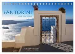 Santorini Fira & Firostefani (Tischkalender 2025 DIN A5 quer), CALVENDO Monatskalender - Calvendo;Herzog, Thomas