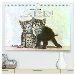 PortraiTierART KATZEN (hochwertiger Premium Wandkalender 2025 DIN A2 quer), Kunstdruck in Hochglanz