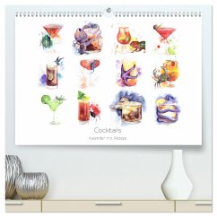 Cocktails Kalender mit Rezept (hochwertiger Premium Wandkalender 2025 DIN A2 quer), Kunstdruck in Hochglanz - Calvendo;Gavrilova, Julia