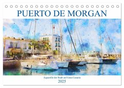 Puerto de Morgan - Aquarell der Hafenstadt auf Gran Canaria (Tischkalender 2025 DIN A5 quer), CALVENDO Monatskalender