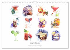 Cocktails Kalender mit Rezept (Wandkalender 2025 DIN A3 quer), CALVENDO Monatskalender