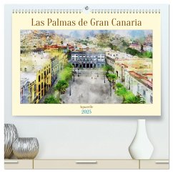 Las Palmas de Gran Canaria - Aquarelle (hochwertiger Premium Wandkalender 2025 DIN A2 quer), Kunstdruck in Hochglanz