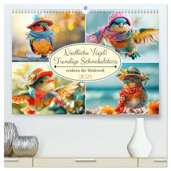 Niedliche Vögel! Trendige Schnabelstars erobern die Modewelt (hochwertiger Premium Wandkalender 2025 DIN A2 quer), Kunstdruck in Hochglanz