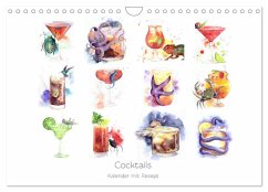 Cocktails Kalender mit Rezept (Wandkalender 2025 DIN A4 quer), CALVENDO Monatskalender