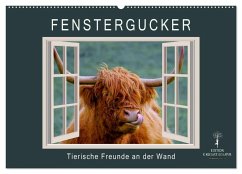 Fenstergucker - tierische Freunde an der Wand (Wandkalender 2025 DIN A2 quer), CALVENDO Monatskalender