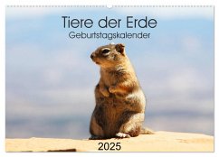 Tiere der Erde Geburtstagskalender (Wandkalender 2025 DIN A2 quer), CALVENDO Monatskalender