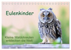 Eulenkinder - Kleine Waldohreulen entdecken die Welt (Tischkalender 2025 DIN A5 quer), CALVENDO Monatskalender