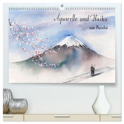 Aquarelle und Haiku von Basho (hochwertiger Premium Wandkalender 2025 DIN A2 quer), Kunstdruck in Hochglanz