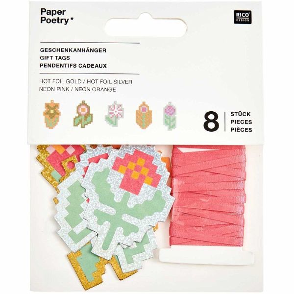 Geschenkanhänger Futschikato, Pixel, Blumen FSC MIX, 8 Stk, 4 x 6 cm Geschenkanhänger Futschikato, Pixel, Blumen FSC MIX, 8 Stk, 4 x 6 cm
