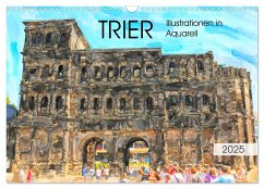 Trier - Illustrationen in Aquarell (Wandkalender 2025 DIN A3 quer), CALVENDO Monatskalender