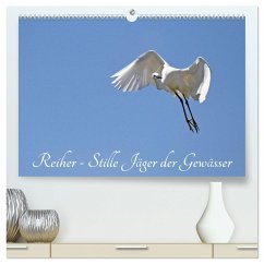 Reiher - Stille Jäger der Gewässer (hochwertiger Premium Wandkalender 2025 DIN A2 quer), Kunstdruck in Hochglanz