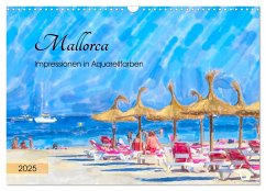 Mallorca - Impressionen in Aquarellfarben (Wandkalender 2025 DIN A3 quer), CALVENDO Monatskalender