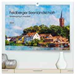 Feldberger Seenlandschaft - Spaziergang in Aquarell (hochwertiger Premium Wandkalender 2025 DIN A2 quer), Kunstdruck in Hochglanz