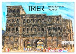 Trier - Illustrationen in Aquarell (Wandkalender 2025 DIN A2 quer), CALVENDO Monatskalender